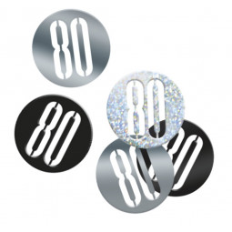 Black 80th Birthday Confetti