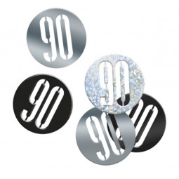 Black 90th Birthday Confetti