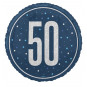 Blue 50th Birthday Round Foil Balloon - Inflated