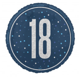 Blue 18th Birthday Round Foil Balloon - Inflated