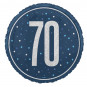 Blue 70th Birthday Round Foil Balloon - Inflated