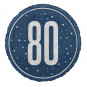 Blue 80th Birthday Round Foil Balloon - Inflated