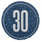 Blue 30th Birthday Round Foil Balloon - Inflated