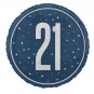 Blue 21st Birthday Round Foil Balloon - Inflated