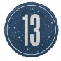 Blue 13th Birthday Round Foil Balloon - Inflated