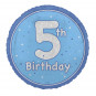 Blue Happy 5th Birthday Round Foil Balloon - Inflated