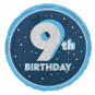 Blue Happy 9th Birthday Round Foil Balloon - Inflated