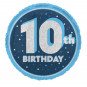 Blue Happy 10th Birthday Round Foil Balloon - Inflated
