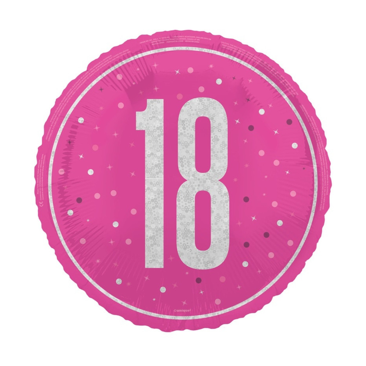Pink 18th Birthday Round Foil Balloon - Inflated