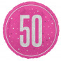 Pink 50th Birthday Round Foil Balloon - Inflated