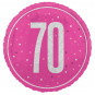 Pink 70th Birthday Round Foil Balloon - Inflated