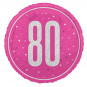 Pink 80th Birthday Round Foil Balloon - Inflated