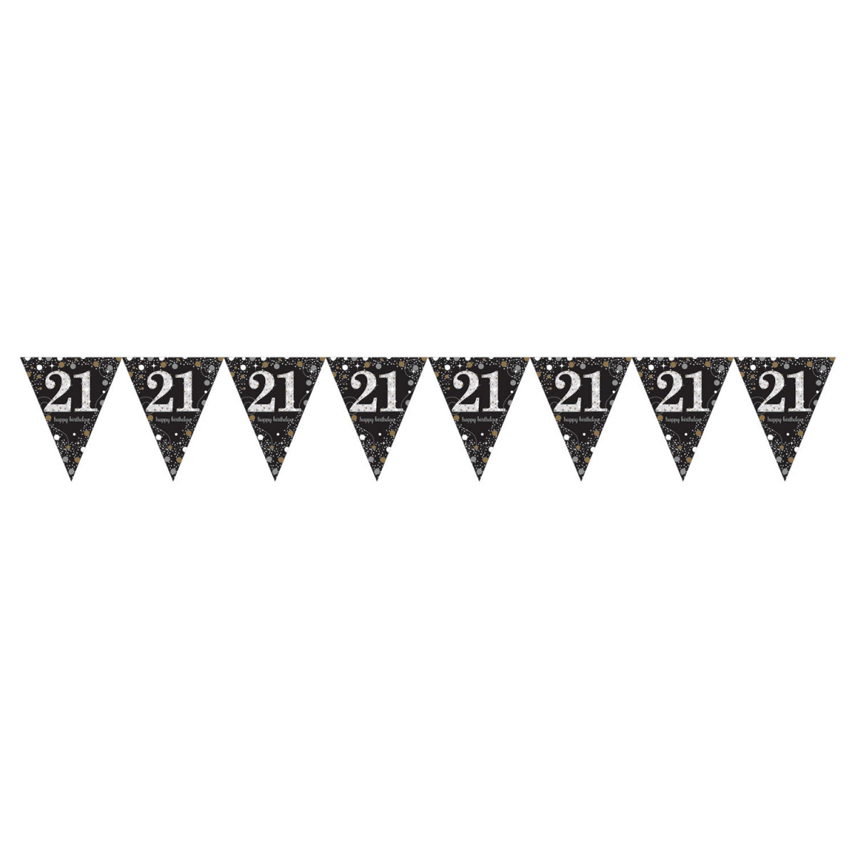 Black and Gold Happy 21st Birthday Plastic Bunting