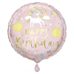 Unicorn Happy Birthday Foil Balloon - Inflated