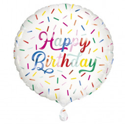 Sprinkles Happy Birthday Round Foil Balloon - Inflated