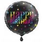 Rainbow Happy Birthday Round Foil Balloon - Inflated