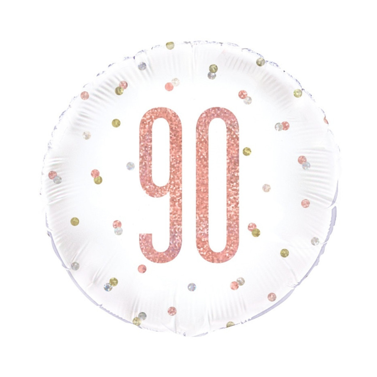 Rose Gold 90th Birthday Round Foil Balloon - Inflated