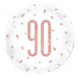 Rose Gold 90th Birthday Round Foil Balloon - Inflated