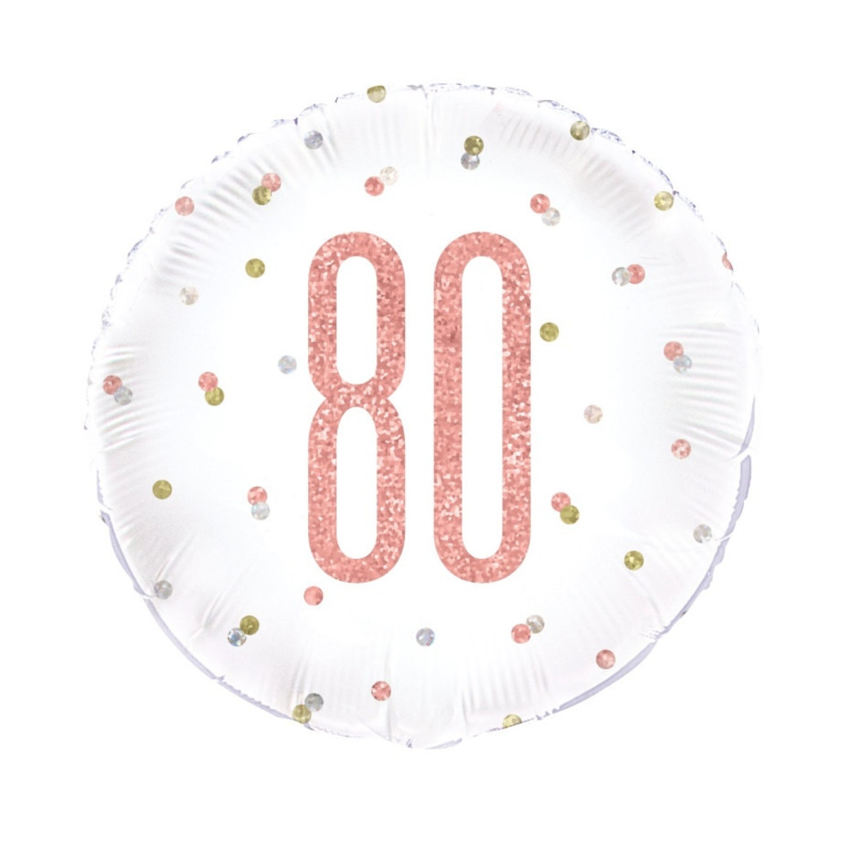 Rose Gold 80th Birthday Round Foil Balloon - Inflated