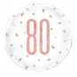 Rose Gold 80th Birthday Round Foil Balloon - Inflated