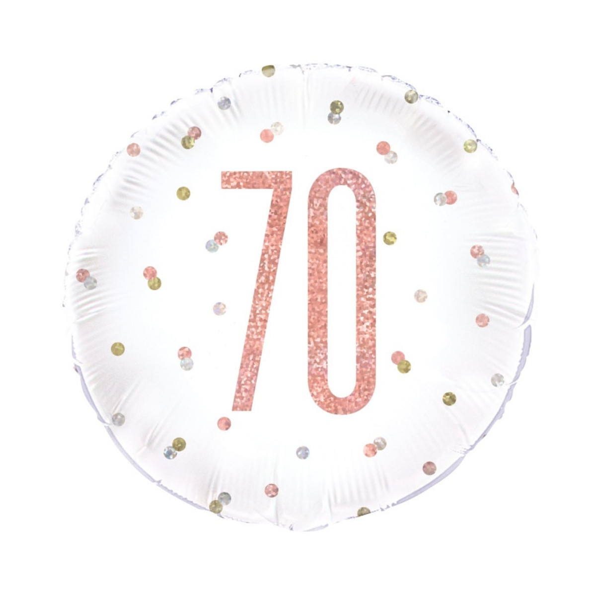 Rose Gold 70th Birthday Round Foil Balloon - Inflated