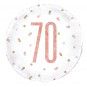 Rose Gold 70th Birthday Round Foil Balloon - Inflated