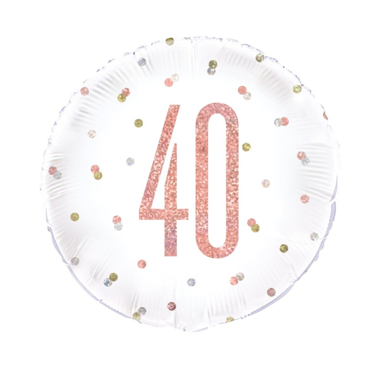 Rose Gold 40th Birthday Round Foil Balloon - Inflated
