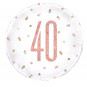 Rose Gold 40th Birthday Round Foil Balloon - Inflated