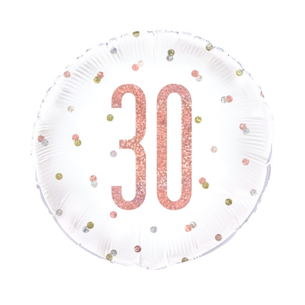 Rose Gold 30th Birthday Round Foil Balloon - Inflated