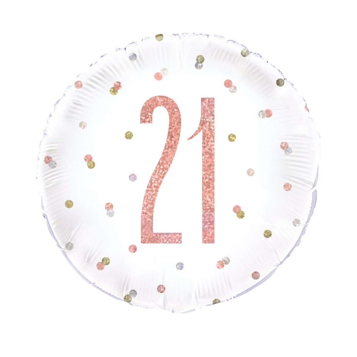 Rose Gold 21st Birthday Round Foil Balloon - Inflated