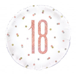 Rose Gold 18th Birthday Round Foil Balloon - Inflated