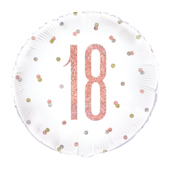 Rose Gold 18th Birthday Round Foil Balloon - Inflated