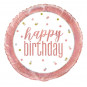 Rose Gold Happy Birthday Round Foil Balloon - Inflated