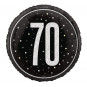 Black 70th Birthday Round Foil Balloon - Inflated