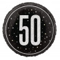 Black 50th Birthday Round Foil Balloon - Inflated