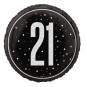 Black 21st Birthday Round Foil Balloon - Inflated