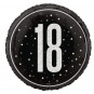 Black 18th Birthday Round Foil Balloon - Inflated