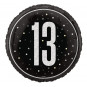 Black 13th Birthday Round Foil Balloon - Inflated