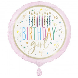 Birthday Girl Round Foil Balloon - Inflated