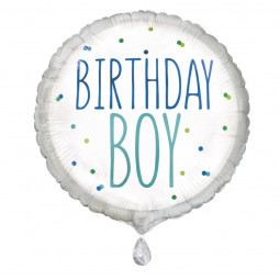 Birthday Boy Round Foil Balloon - Inflated