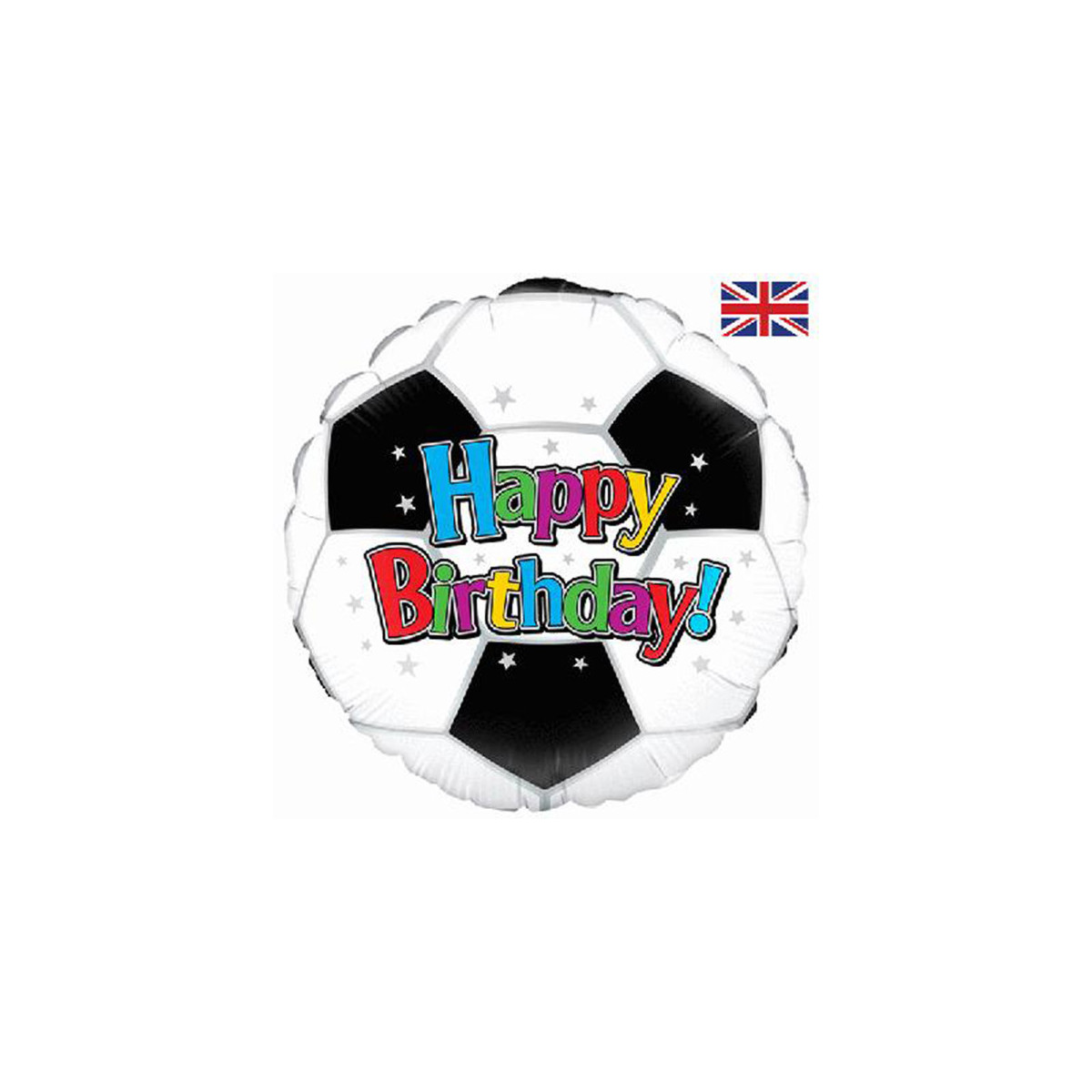 Happy Birthday Black Football Round Foil Balloon - Inflated