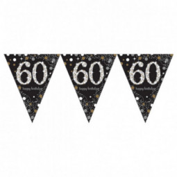 Black and Gold Happy 60th Birthday Plastic Bunting