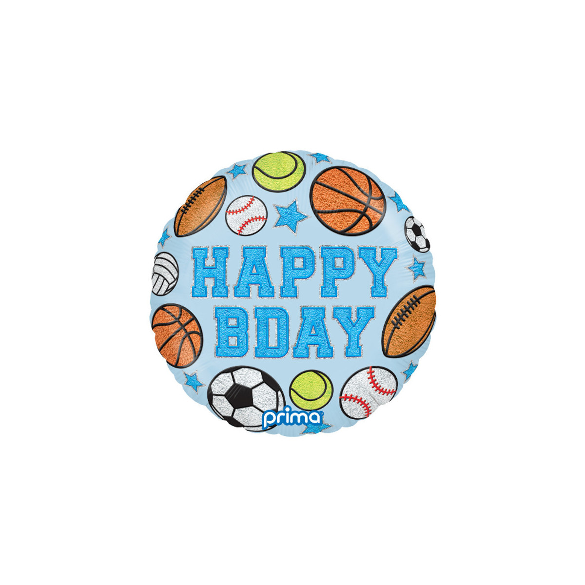 Happy Birthday Sports Round Foil Balloon - Inflated