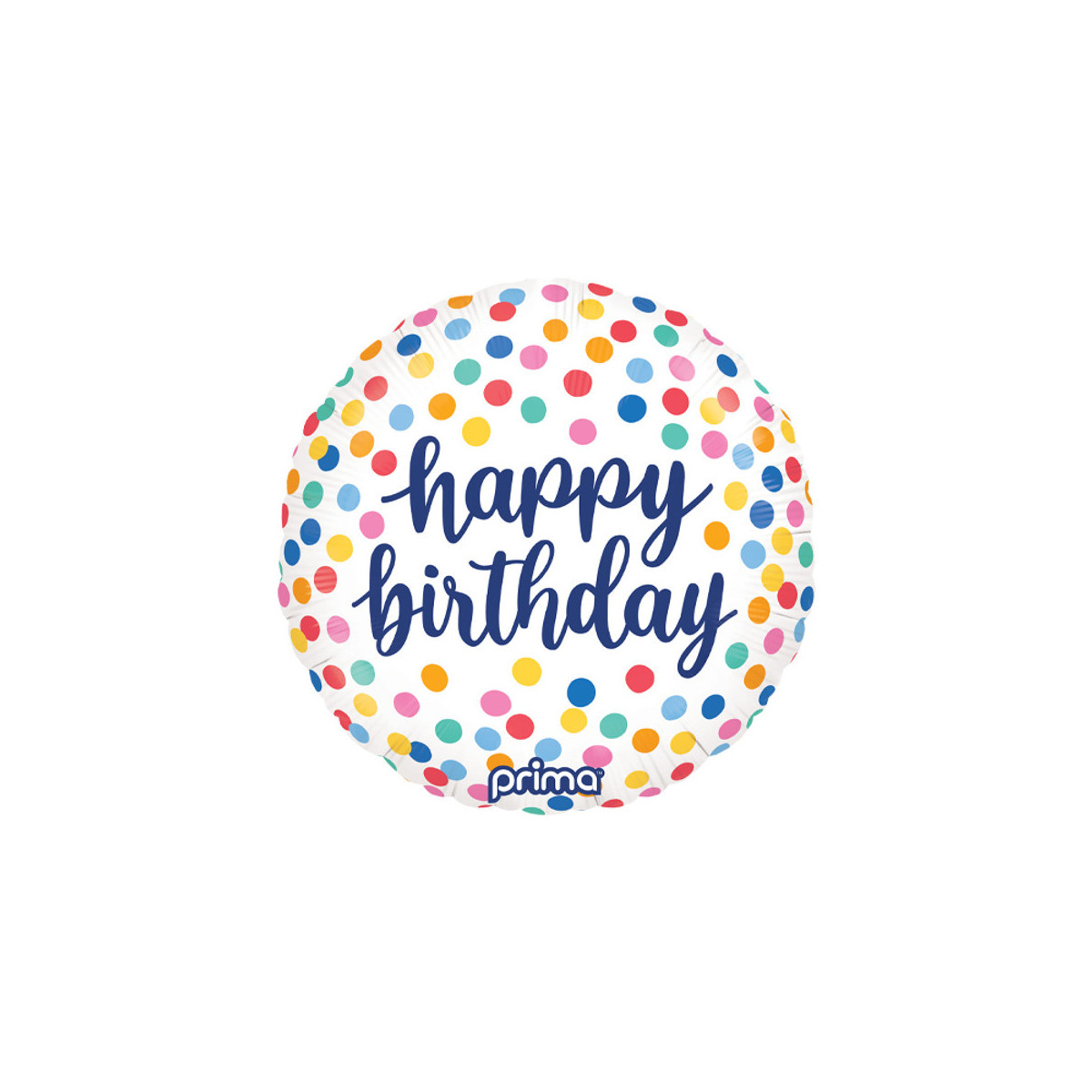 Coloured Dots Happy Birthday Round Foil Balloon - Inflated