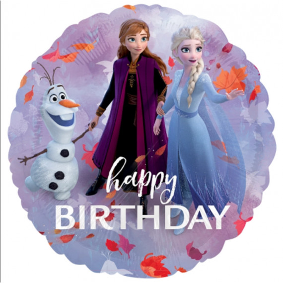 Frozen Happy Birthday Round Foil Balloon - Inflated
