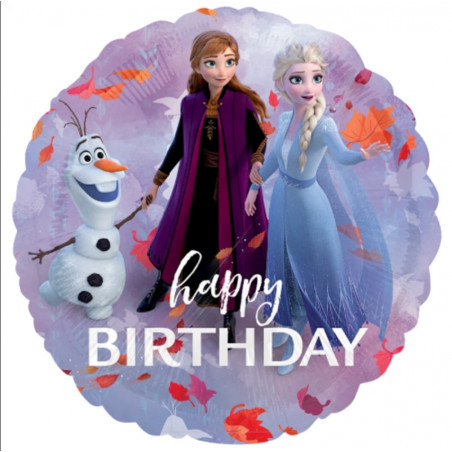 Frozen Happy Birthday Round Foil Balloon - Inflated