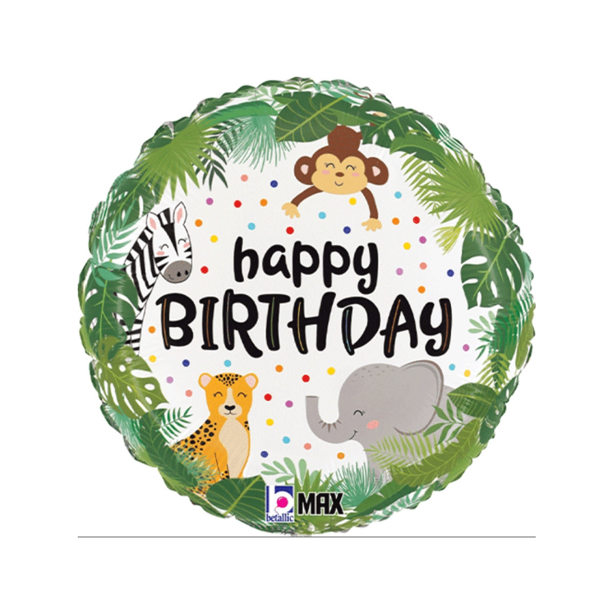 Jungle Happy Birthday Foil Balloon - Inflated