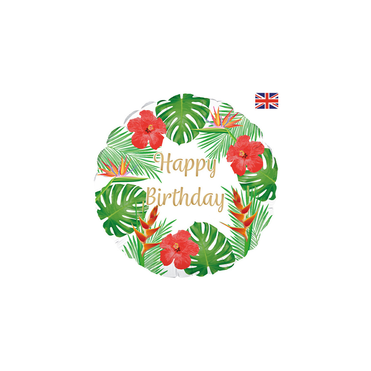Tropical Happy Birthday Foil Balloon - Inflated