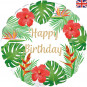 Tropical Happy Birthday Foil Balloon - Inflated