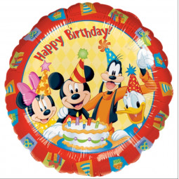 Mickey Mouse Happy Birthday Round Foil Balloon - Inflated